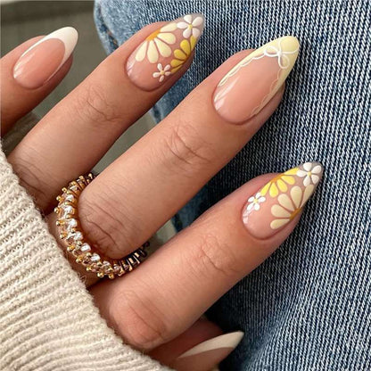 Detailed Floral Press-On Nails Acalora
