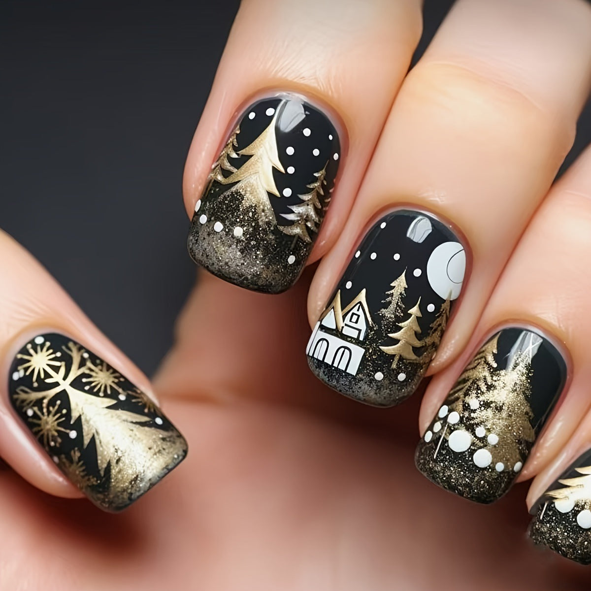 Festive Winter Pattern Nail Art Acalora