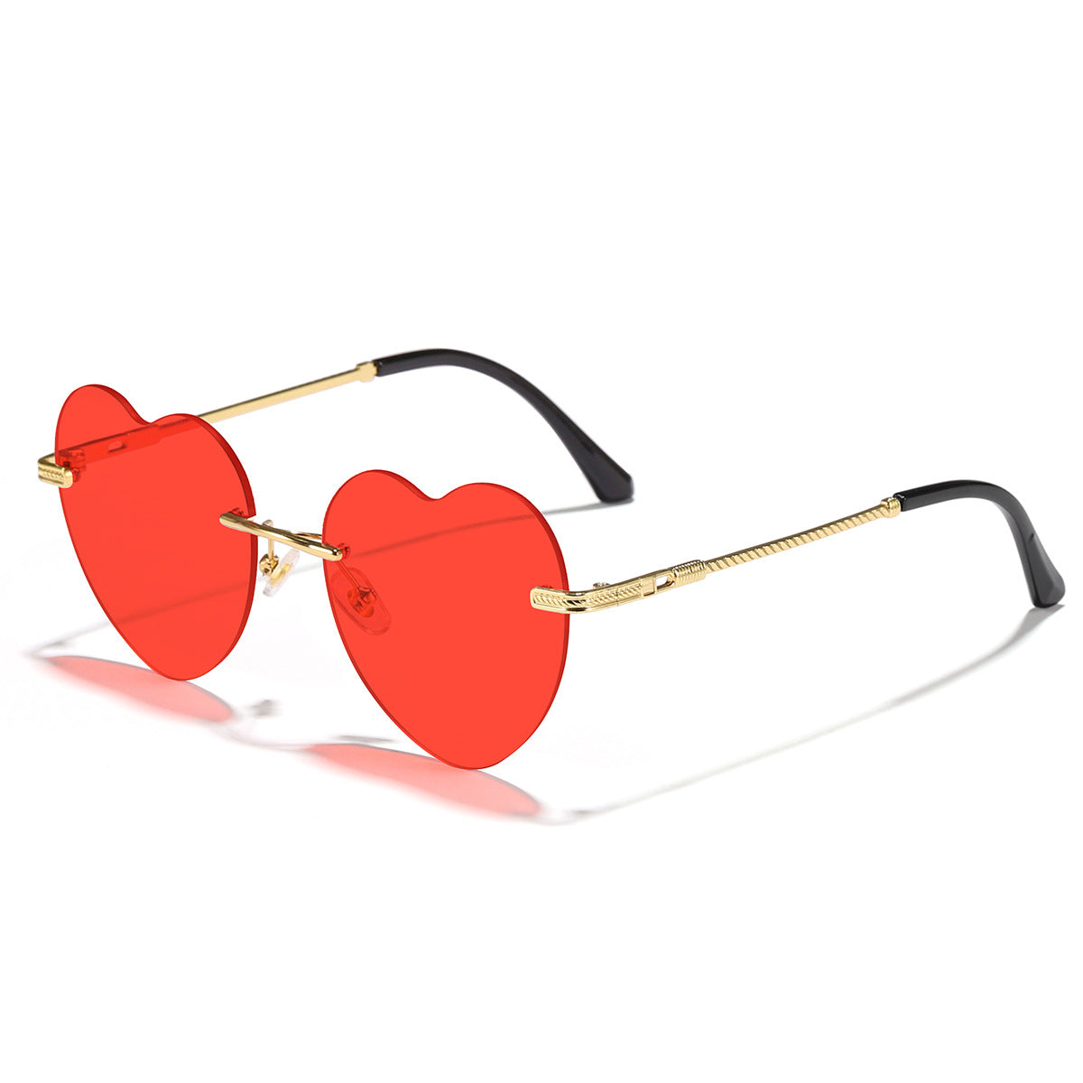 Women's Heart-shaped Sunglasses with mirrored lenses and golden frame Karnz