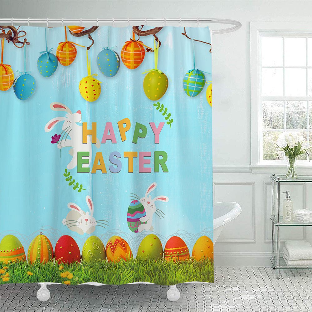 Whimsical Bunny Print Shower Curtain