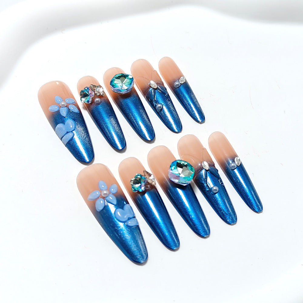 Artificial nails with an elegant glitter and flower design Acalora