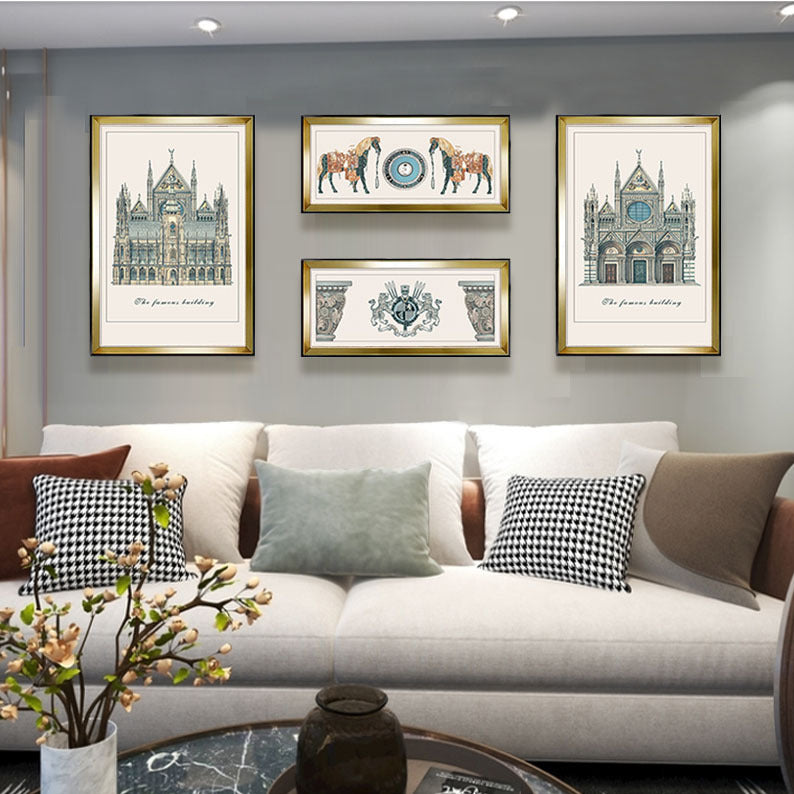Vintage Architectural Print Wall Decor Set