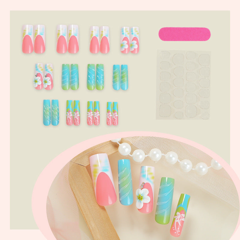 Floral-Themed Press-On Nail Art Set Acalora