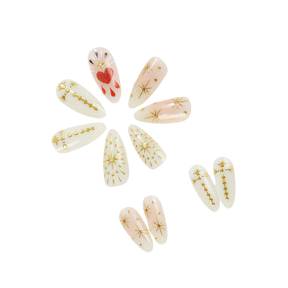 Nail art with glitter and heart decoration Acalora