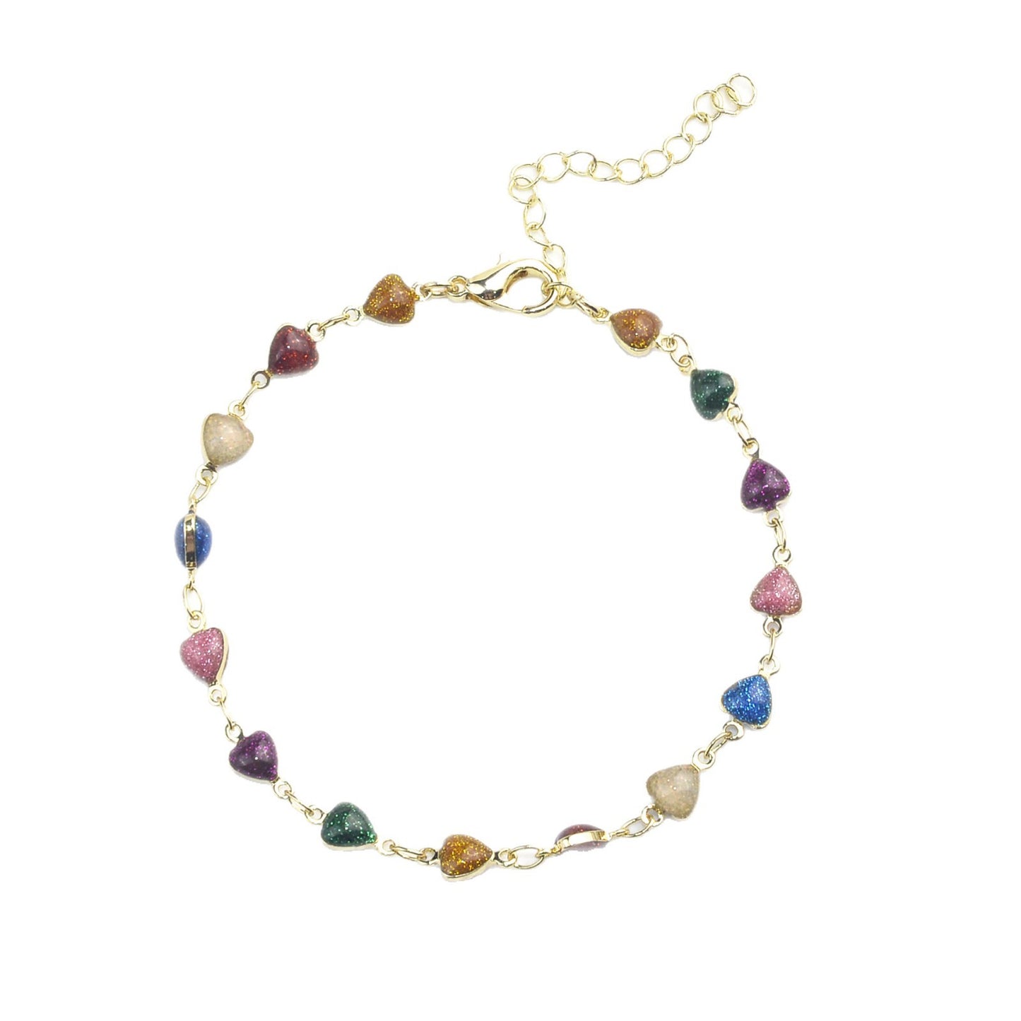 Heart-Shaped Beaded Anklet Acalora