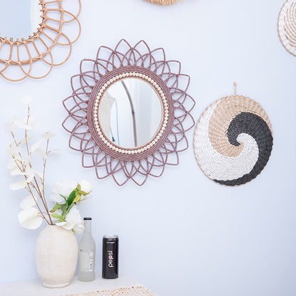Decorative wall mirror with rattan frame Acalora
