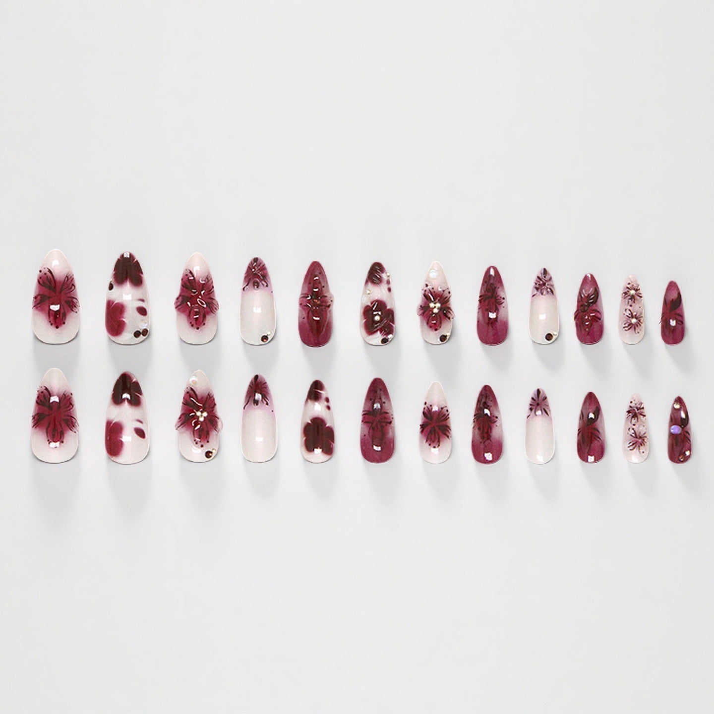 Floral 3D Press-On Nail Set Acalora