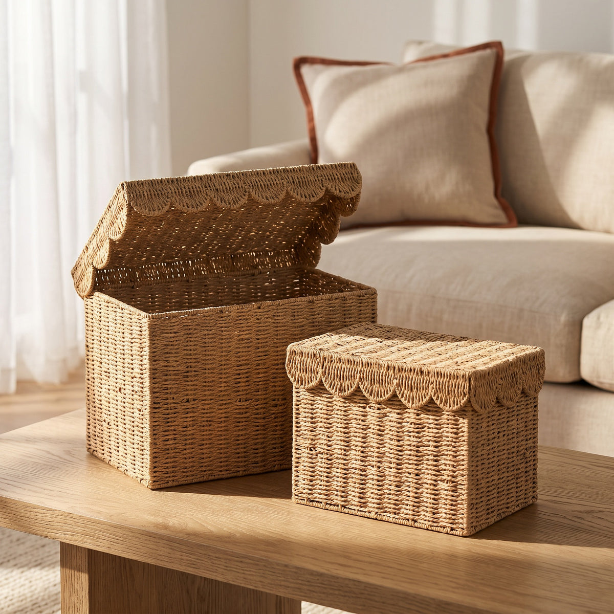 Decorative Woven Storage Chest with Lid Acalora