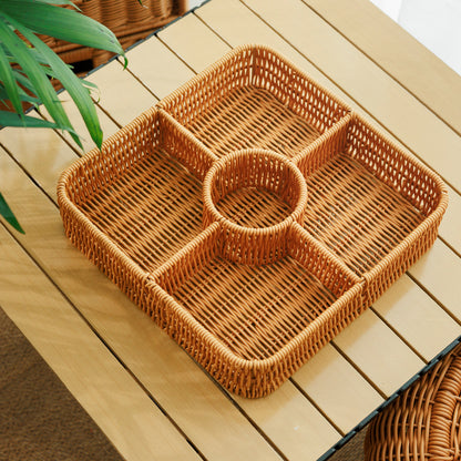 Multi-Compartment Woven Storage Basket Acalora