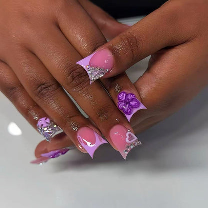 Decorative Floral Press-On Nails Acalora