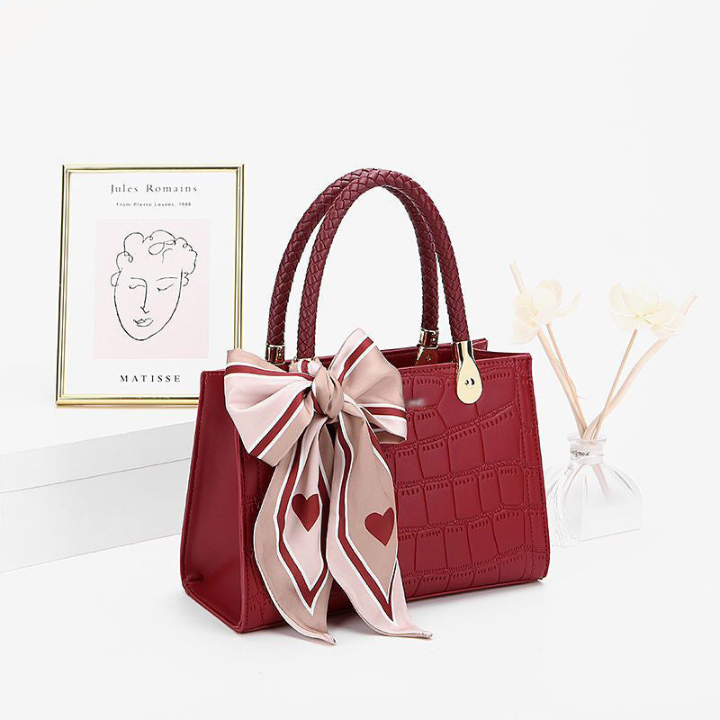 Structured Crocodile-Embossed Handbag Acalora