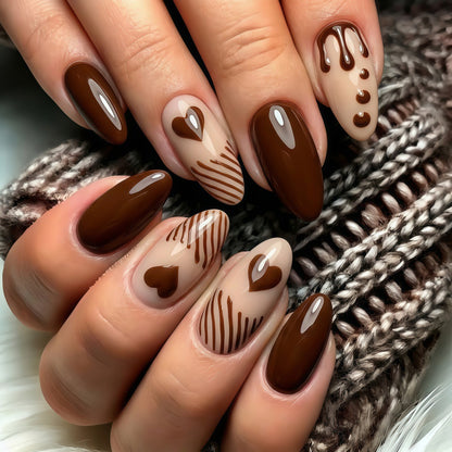 Artificial nails with creative heart and chocolate designs Acalora