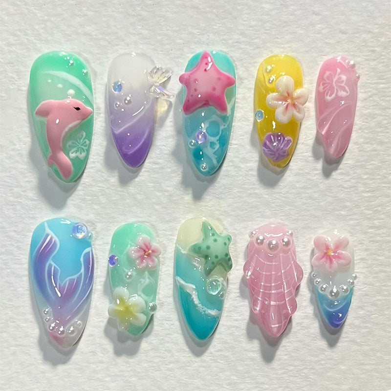 Thematic Underwater Nail Art Press-On Set Acalora