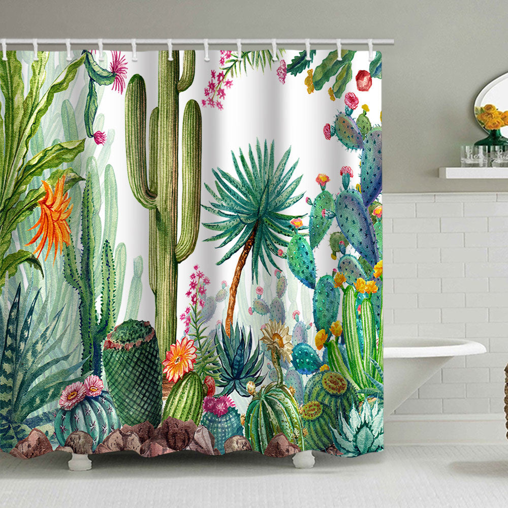 Cactus Garden-Themed Shower Curtain