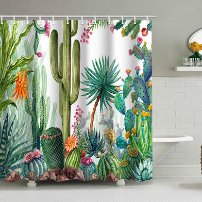 Cactus Garden-Themed Shower Curtain