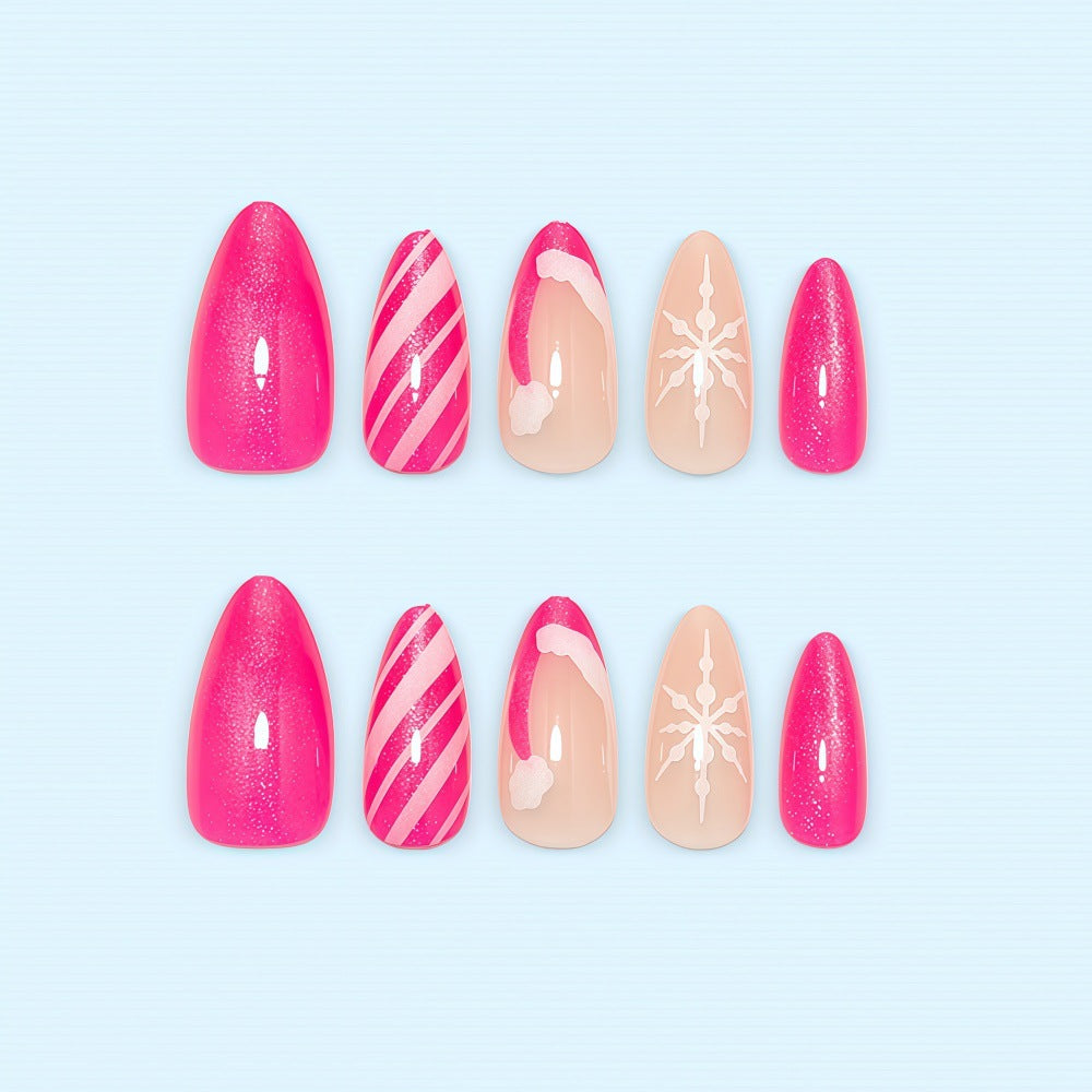 Artificial nails with sparkling glitter and Christmas designs Acalora