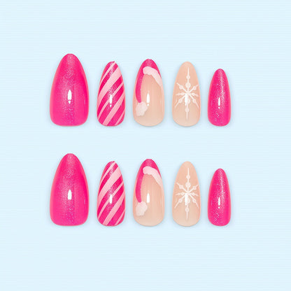 Artificial nails with sparkling glitter and Christmas designs Acalora