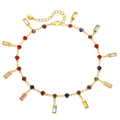 Colorful Gemstone Charm Anklet Acalora
