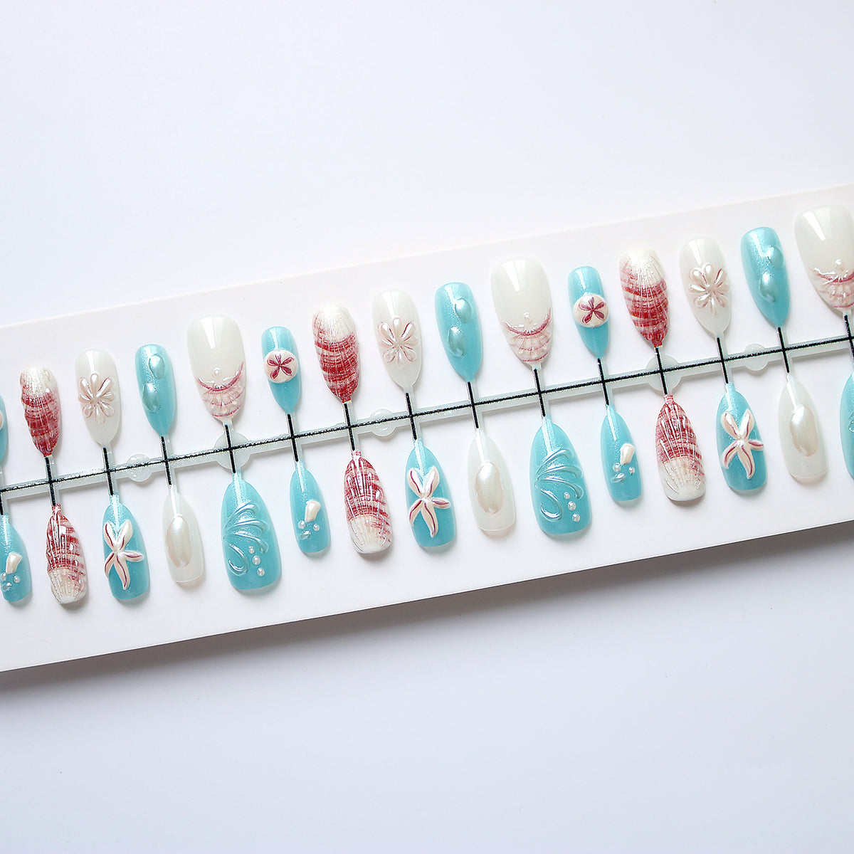 Coastal-Themed Press-On Nail Art Set Acalora