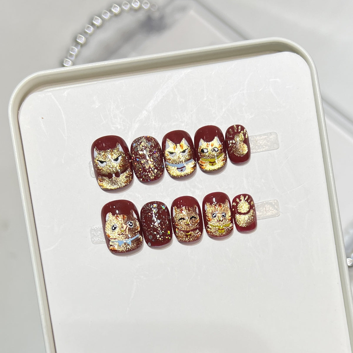Decorative Cat-Themed Nail Art Set Acalora