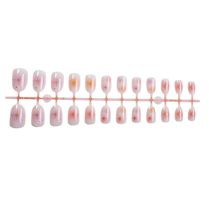 Artistic Press-On Nail Set with Vibrant Star Designs Acalora