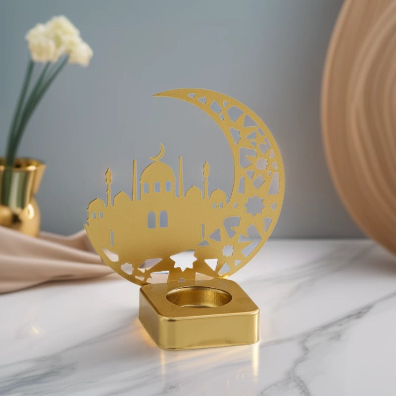 Decorative Crescent Mosque Metal Tealight Candle Holder Acalora