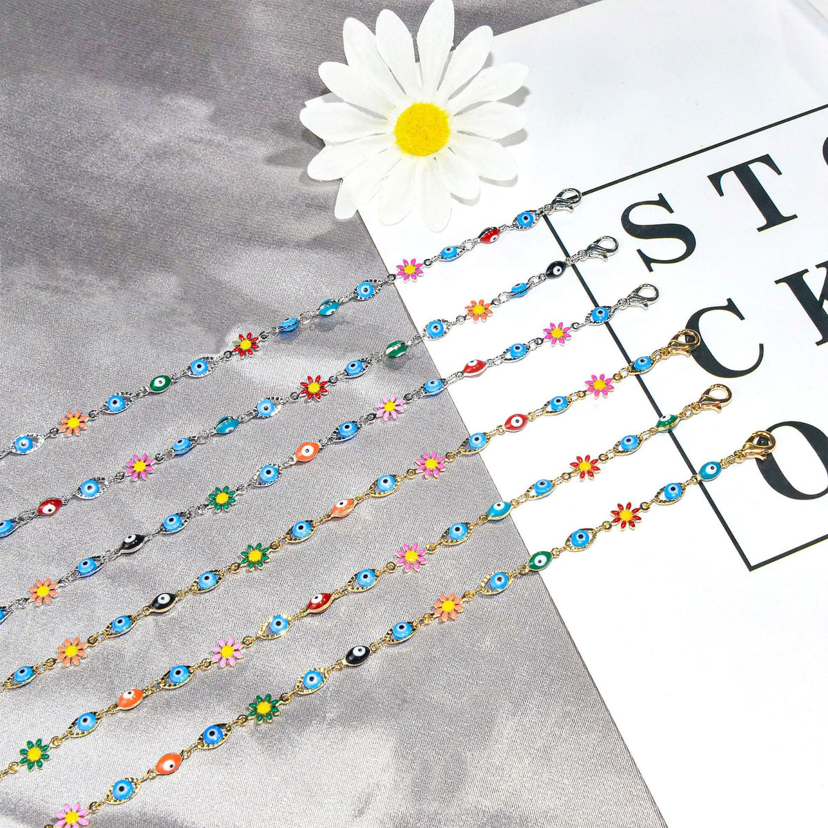 Colorful Evil Eye Charm Bracelet Acalora 1788164354