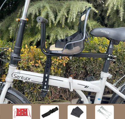 Front-Mounted Padded Child Bicycle Seat with Safety Harness and Adjustable Universal Mount Bowlift