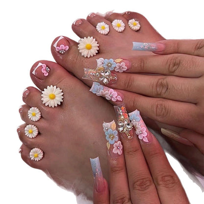 Floral 3D Press-On Nail Art Set Acalora