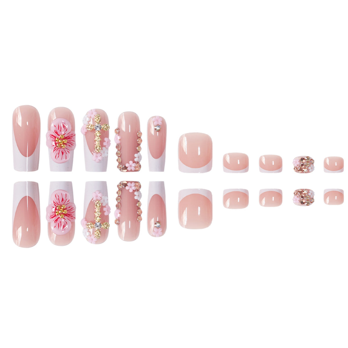 Floral Accent Press-On Nail Art Set Acalora