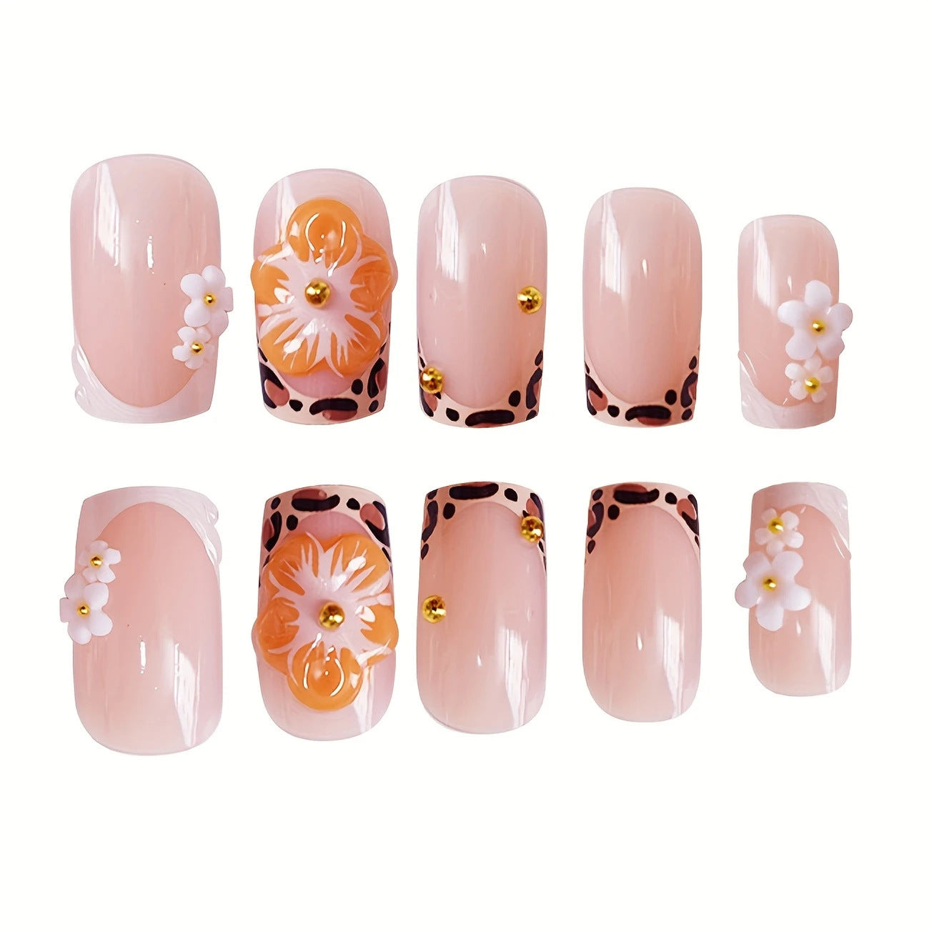 Decorative Floral Press-On Nail Art Acalora
