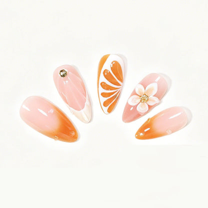 Artistic Floral Press-On Nail Tips Set Acalora