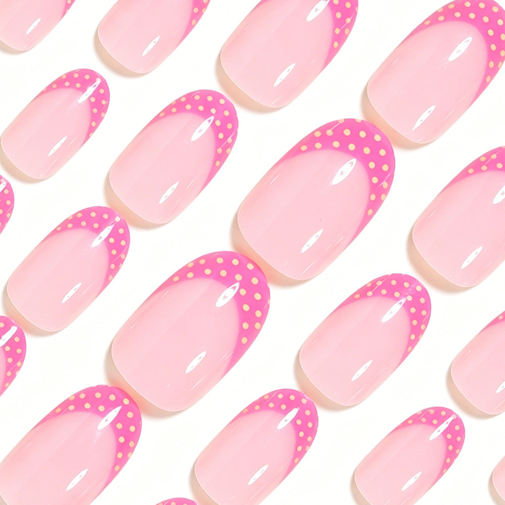 Artistic Polka Dot French Tip Nail Set Acalora