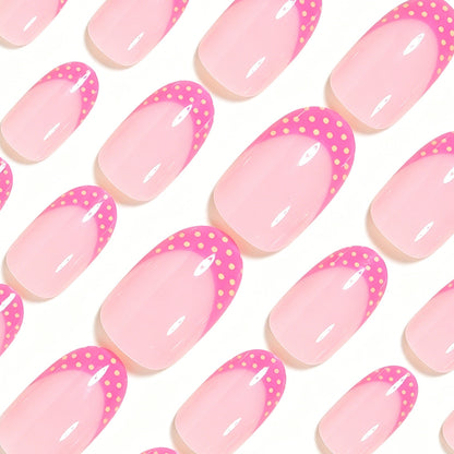 Artistic Polka Dot French Tip Nail Set Acalora
