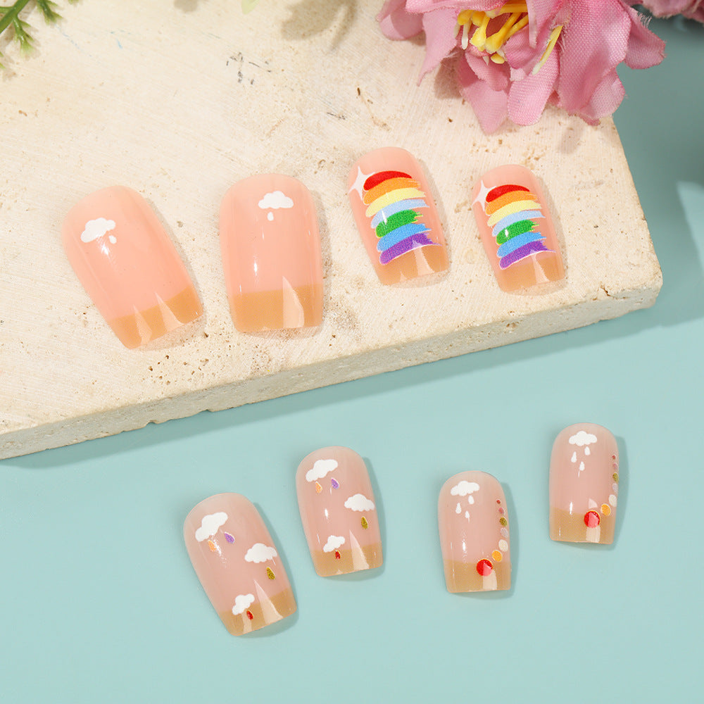 Creative Nail Art Set with Rainbow and Cloud Designs Acalora