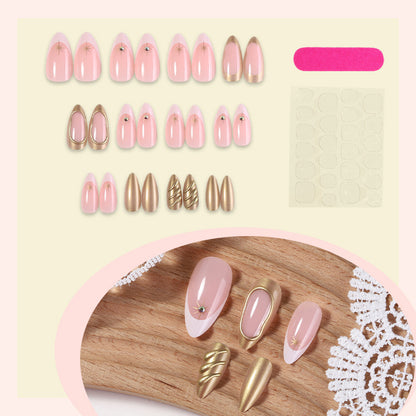 Decorative Press-On Nail Art Set with Premium Gold Accents Acalora