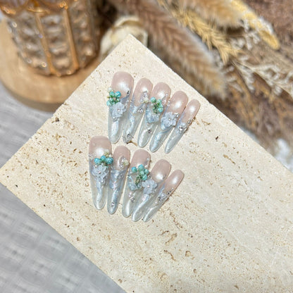 Elegant Floral Stiletto Nail Art Acalora