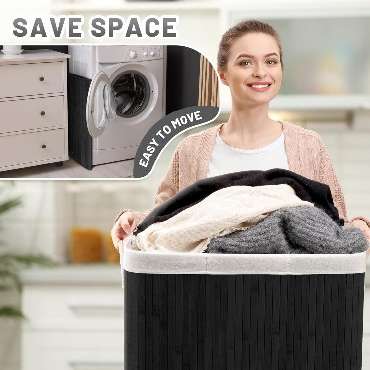 Bamboo Laundry Sorting Bin with Various Compartments Acalora