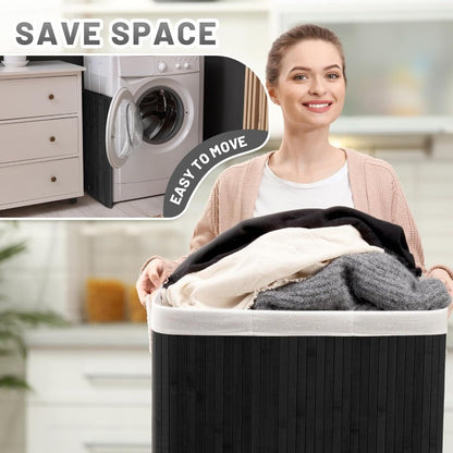 Bamboo Laundry Sorting Bin with Various Compartments Acalora