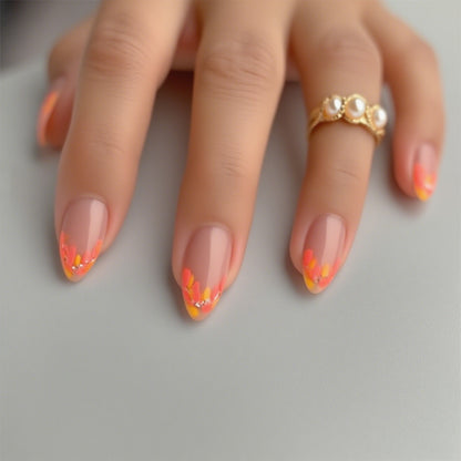 Floral Press-On Nail Set with Elegant Design Elements Acalora