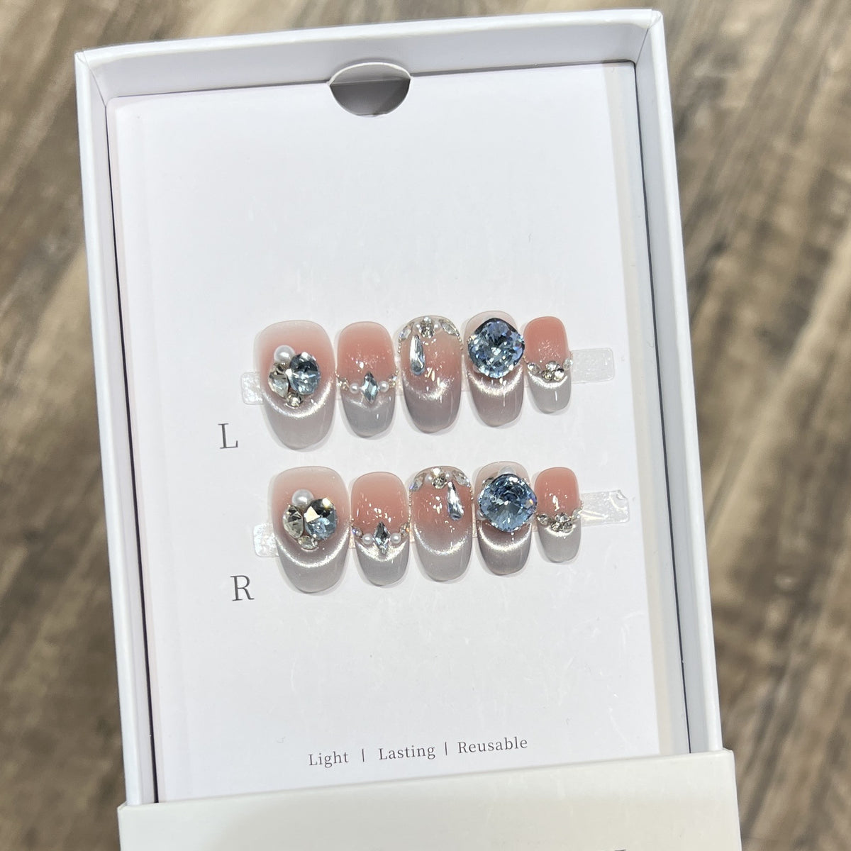 Reusable Rhinestone-Embellished Press-On Nail Set Acalora