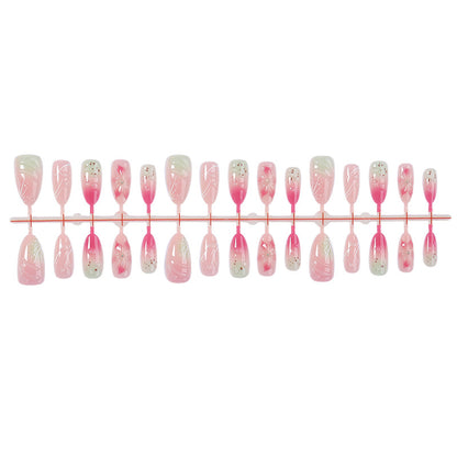 Artistic Press-On Nail Set with Floral Designs Acalora