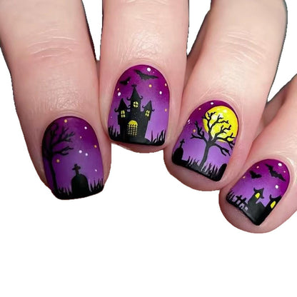 Artistic Halloween Scene Nail Art Acalora