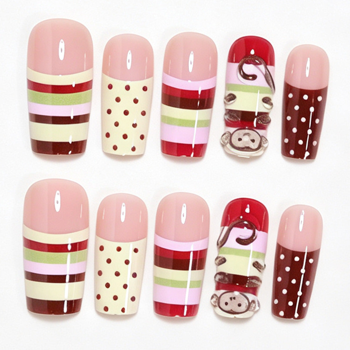 Whimsical Animal-Themed Long Press-On Nails Acalora