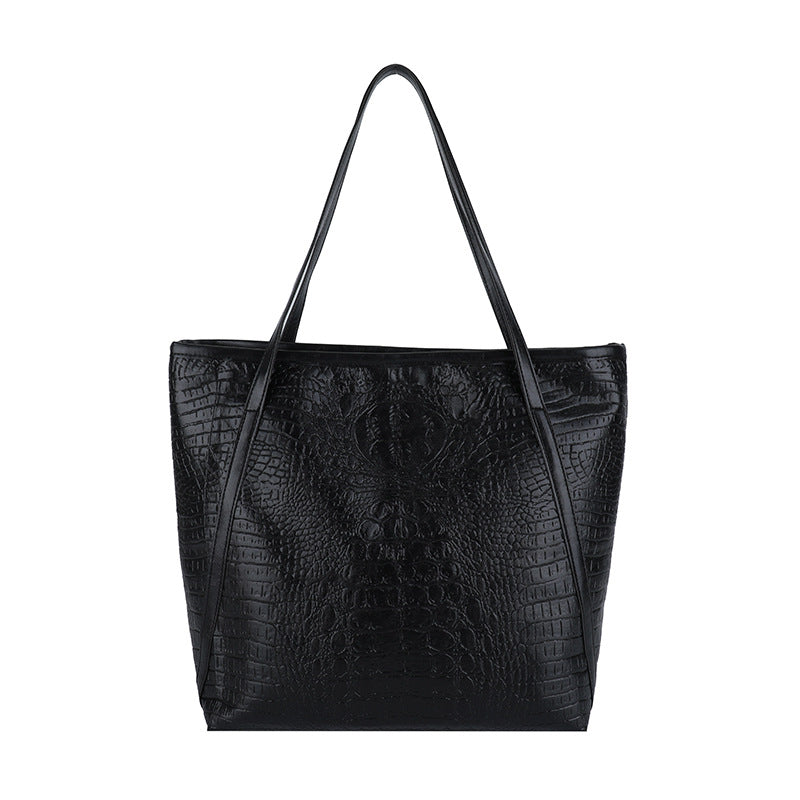 Crocodile-Embossed Leather Tote Bag Acalora
