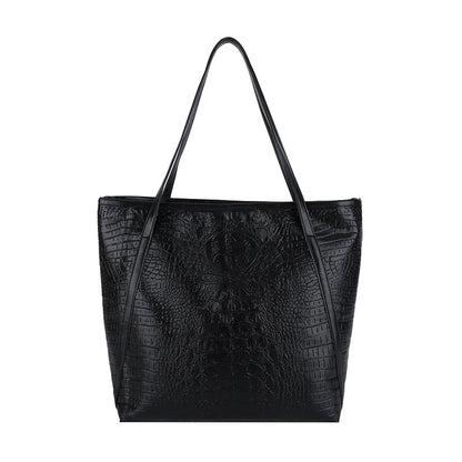 Crocodile-Embossed Leather Tote Bag Acalora