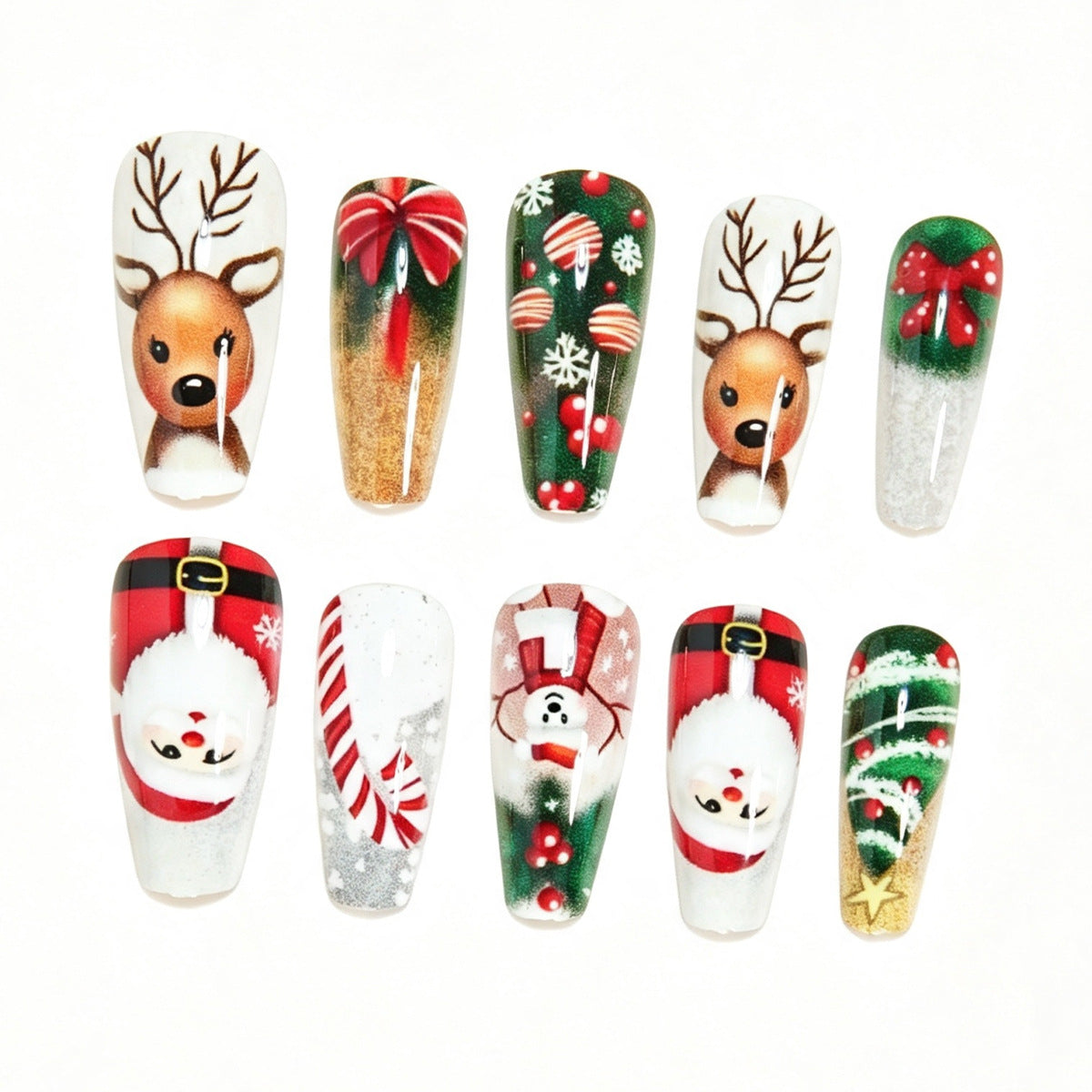 Festive Themed Acrylic Press-On Nail Art Set Acalora