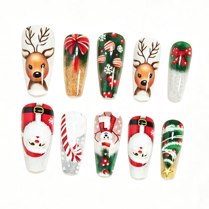 Festive Themed Acrylic Press-On Nail Art Set Acalora