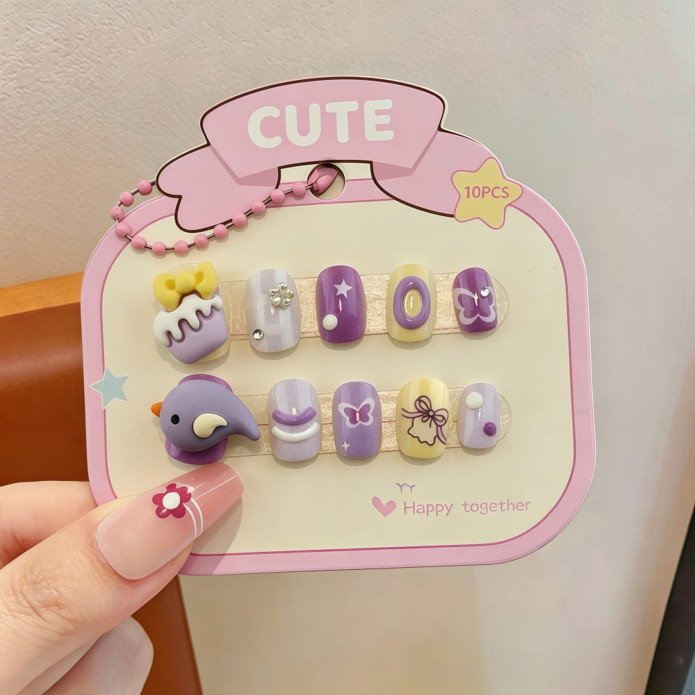 Playful artificial nail set with colorful designs Acalora