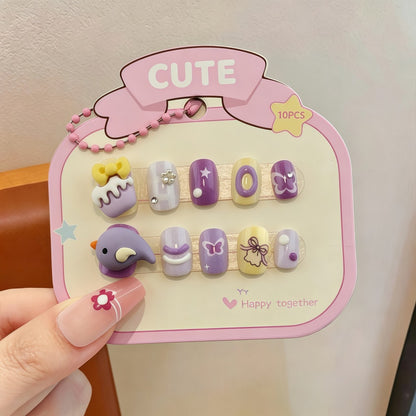 Playful artificial nail set with colorful designs Acalora